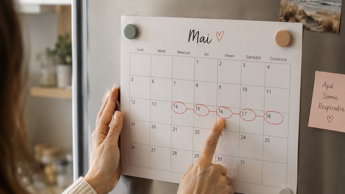 Mâini care marchează zile pe un calendar