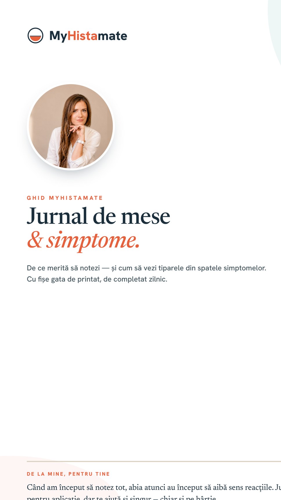 Coperta jurnalului de mese și simptome